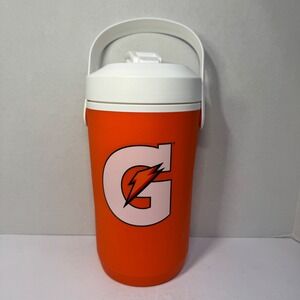 Gatorade 64oz 1/2 Gallon Insulated Water Bottle Jug Cooler Orange White Flip Top